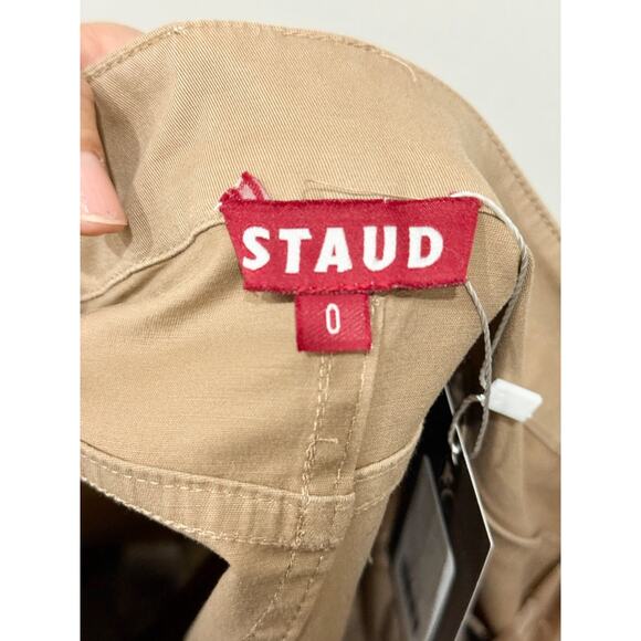 Staud San Carlos Fitted High Waisted Cargo Mini Skirt Beige Women's Size 0 - Picture 4 of 5